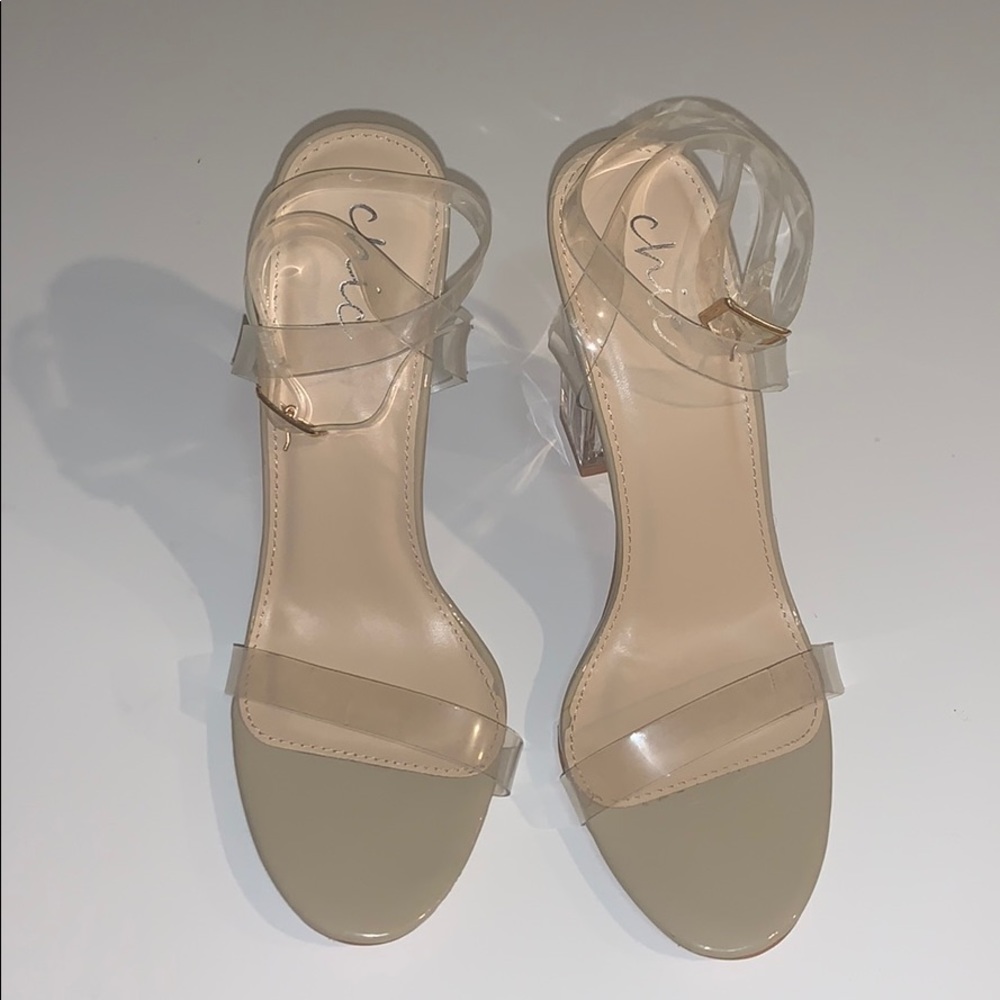 Nude Patent and Lucite Heels US size 9